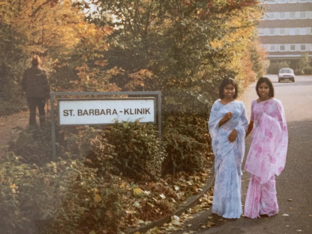 A file picture of Threiamma Arackal with a fellow nurse from Kerala outside St. Barbara Clinic in Hamm-Heessen, Germany. Pic courtesy: Threiamma Arackal